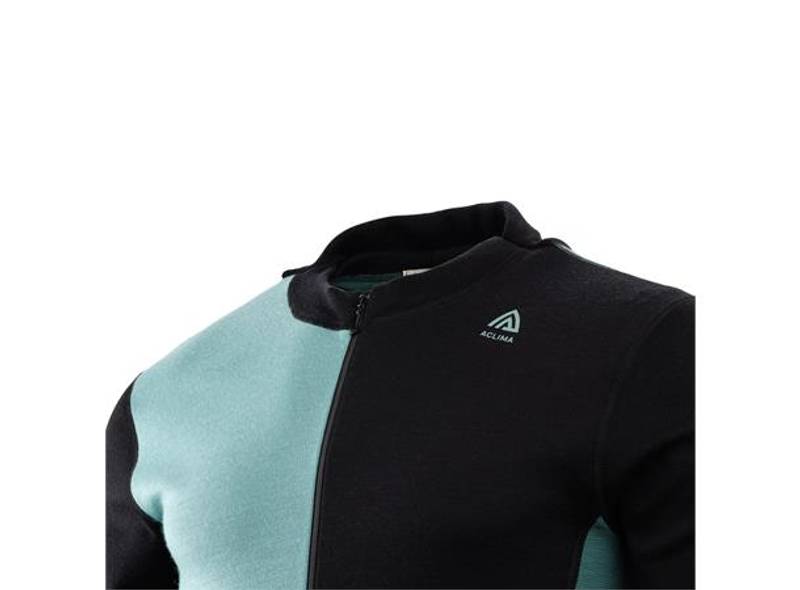 Aclima WarmWool hoodsweater w/zip M's Jet Black / North Atlantic