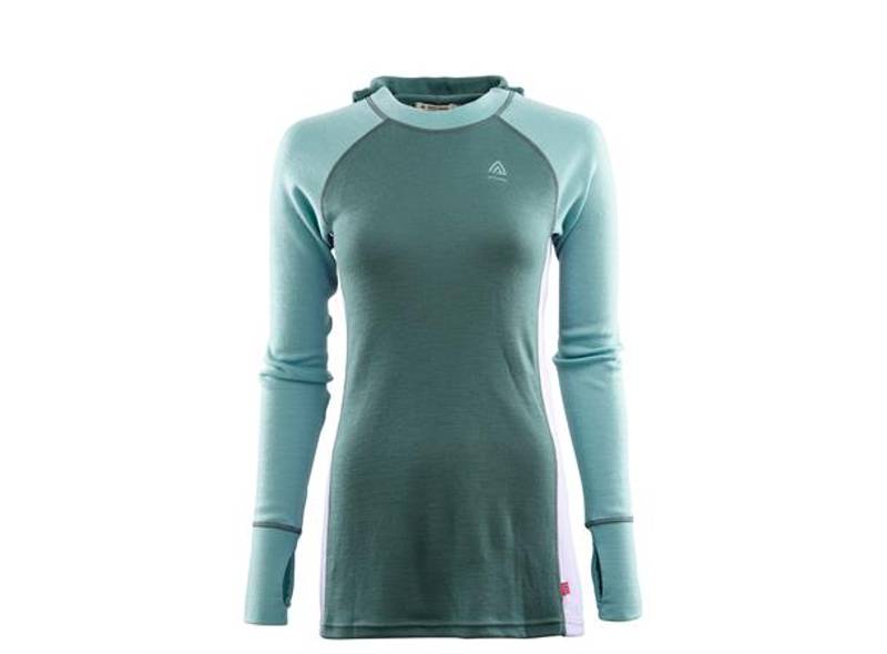 Aclima WarmWool hoodsweater W's North Atlantic/Reef Water/Purple