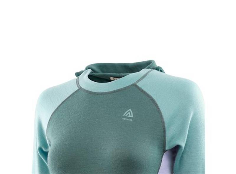 Aclima WarmWool hoodsweater W's North Atlantic/Reef Water/Purple